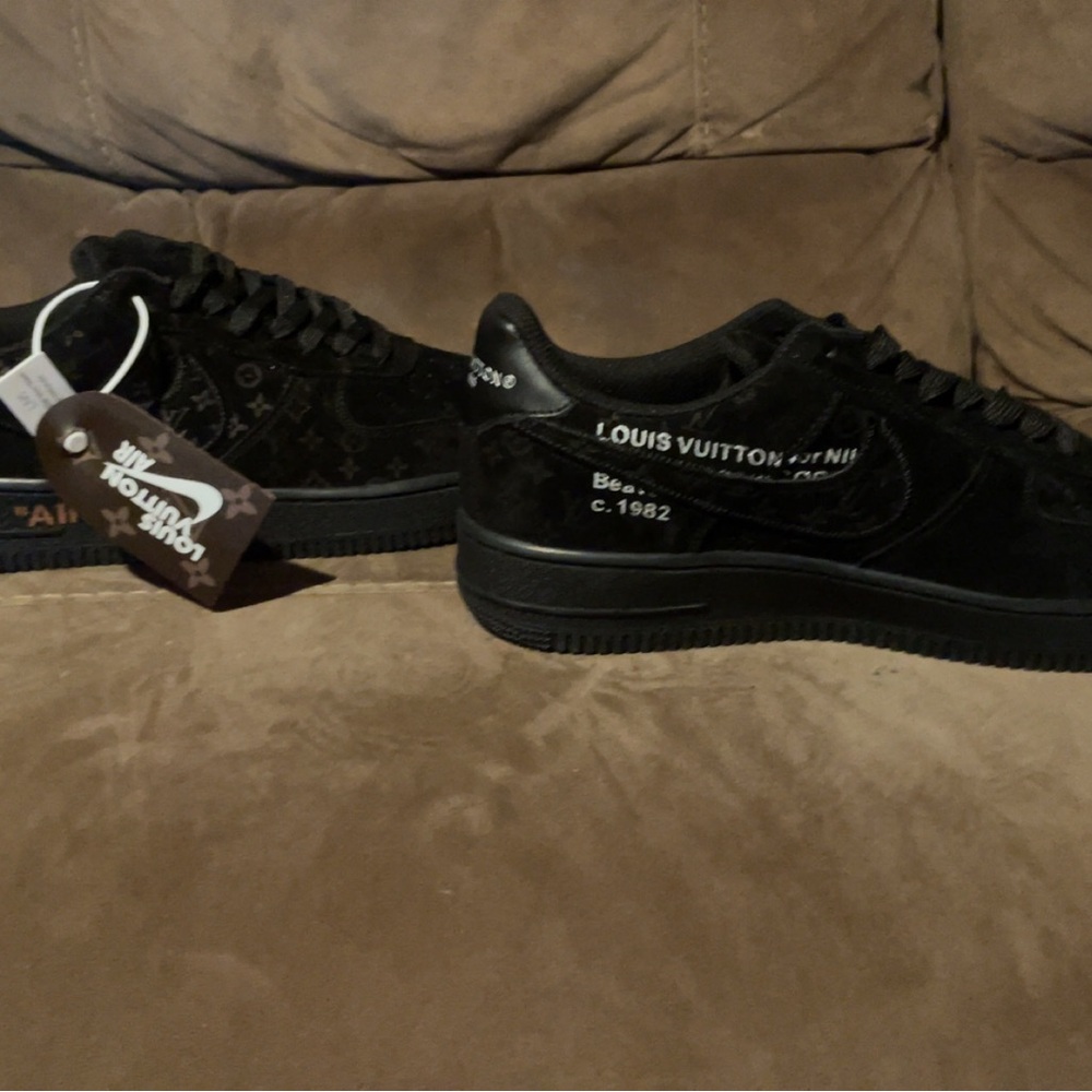 Louis Vuitton x Nike Black Air Force 1 Sneakers